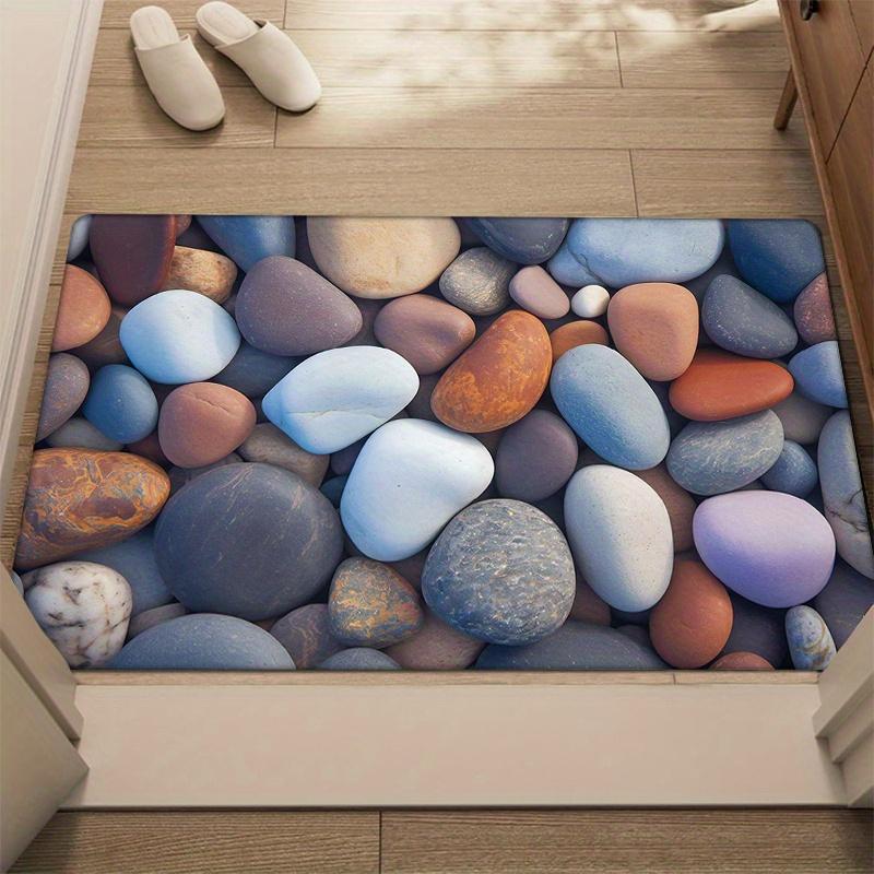 1pc Pebble Design Welcome Mat - Soft, Non-Slip, Machine Washable Polyester Doormat with Vibrant Stone Pattern for Entryway, Kitc