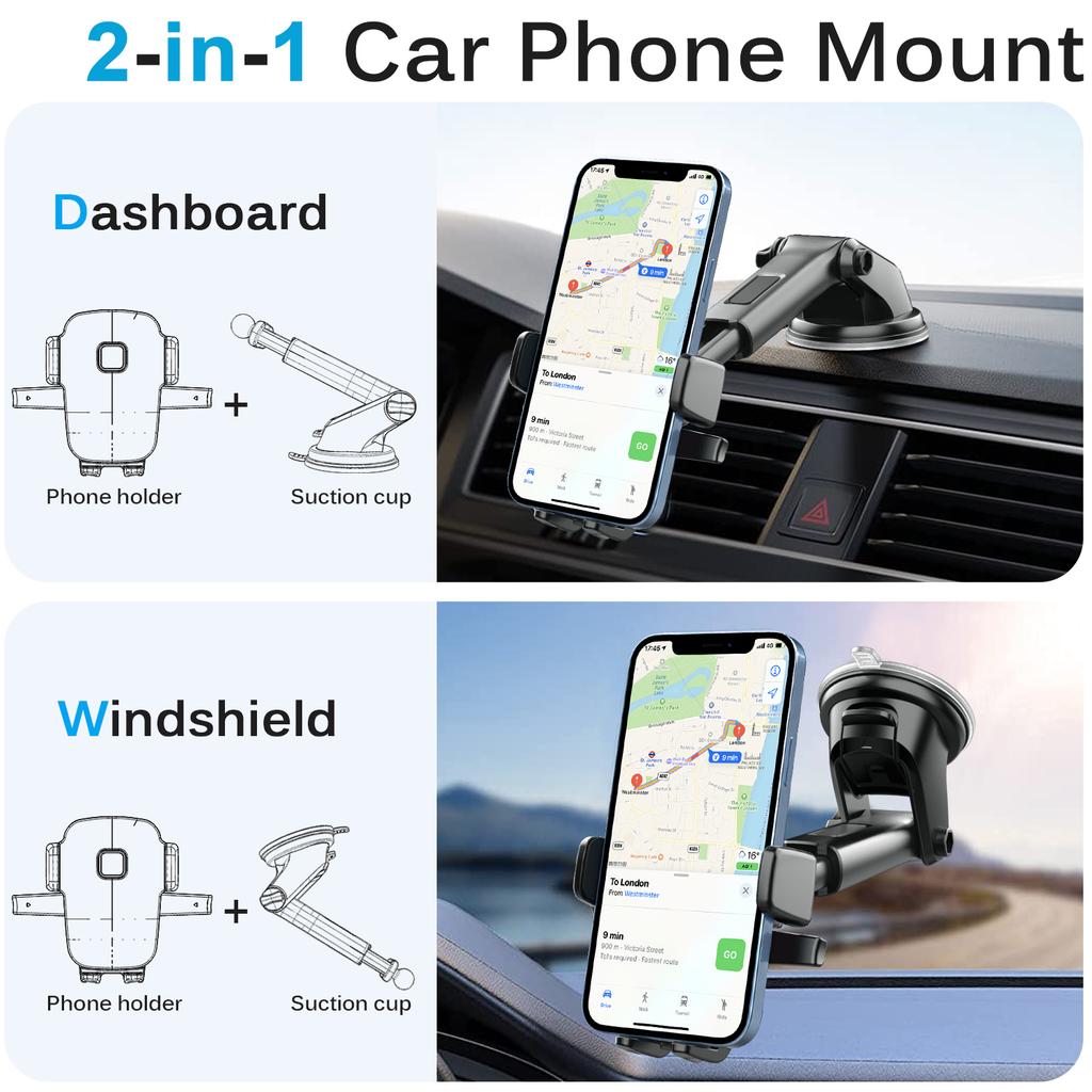 ML-197 For Car Dashboard/Windshield Extendable Arm Phone Holder 360 Degree Rotation Suction Cup Mount Bracket