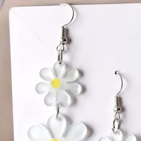 1 Paio Orecchini Pendenti Floreali da Donna Orecchini a Gancio Floreali in Acrilico 2D Ipoallergenici Leggeri Orecchini Pendenti Floreali Gioielli alla Moda