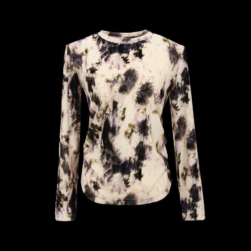 Tato Women's Iridescent Purple Round Neck Long Sleeve Knit Top