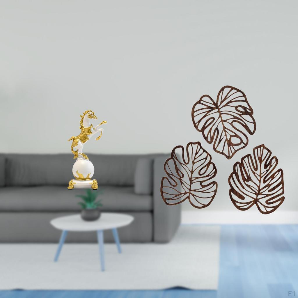 Sculpture Palm Leaves Wood Tabletop Ornament Creative Jungle Decor for Bedroom Living Room