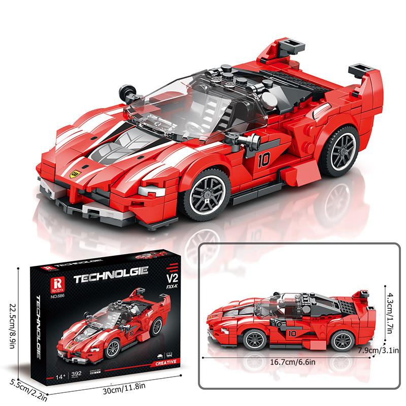 Non-Toxic Creative Ideas City Famous Racing Vehicle Model Building Blocks Moc Sports Car Assembly Bricks Kids Toys For Children Birthday Gifts