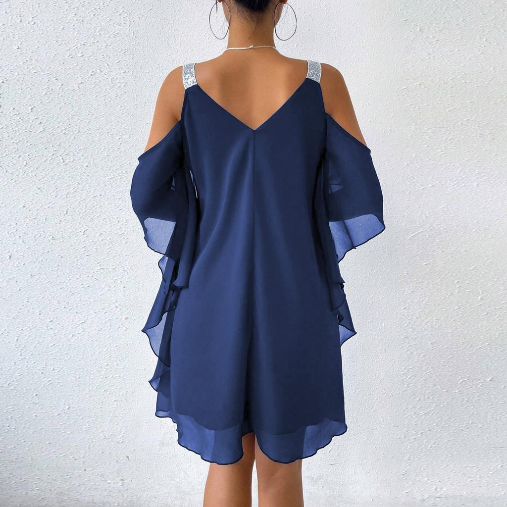 Women's Long Dress Maxi Dress Casual Dress Chiffon Dresses Swing Dress Casual Mature Outdoor Daily Date Ruffled Short Sleeve V-neck Dress