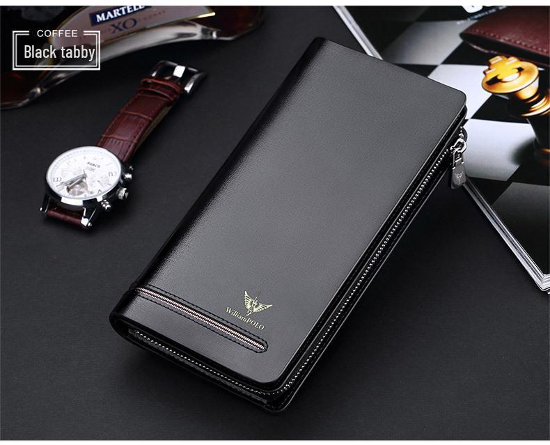 King Paul Herren Echtes Leder Diebstahlsichere Lange Reißverschlussbrieftasche