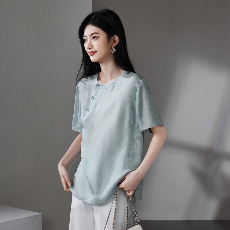 SOFSIL Women s Silk Blend Chinese Style Loose Shirt L
