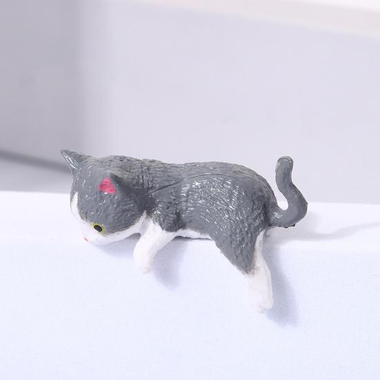 5/12Pcs Mini Cat Figurine Car Dashboard Central Control Display Screen Mount Sleeping Lying Sitting Kitten Statue Animal Sculpture Ornament