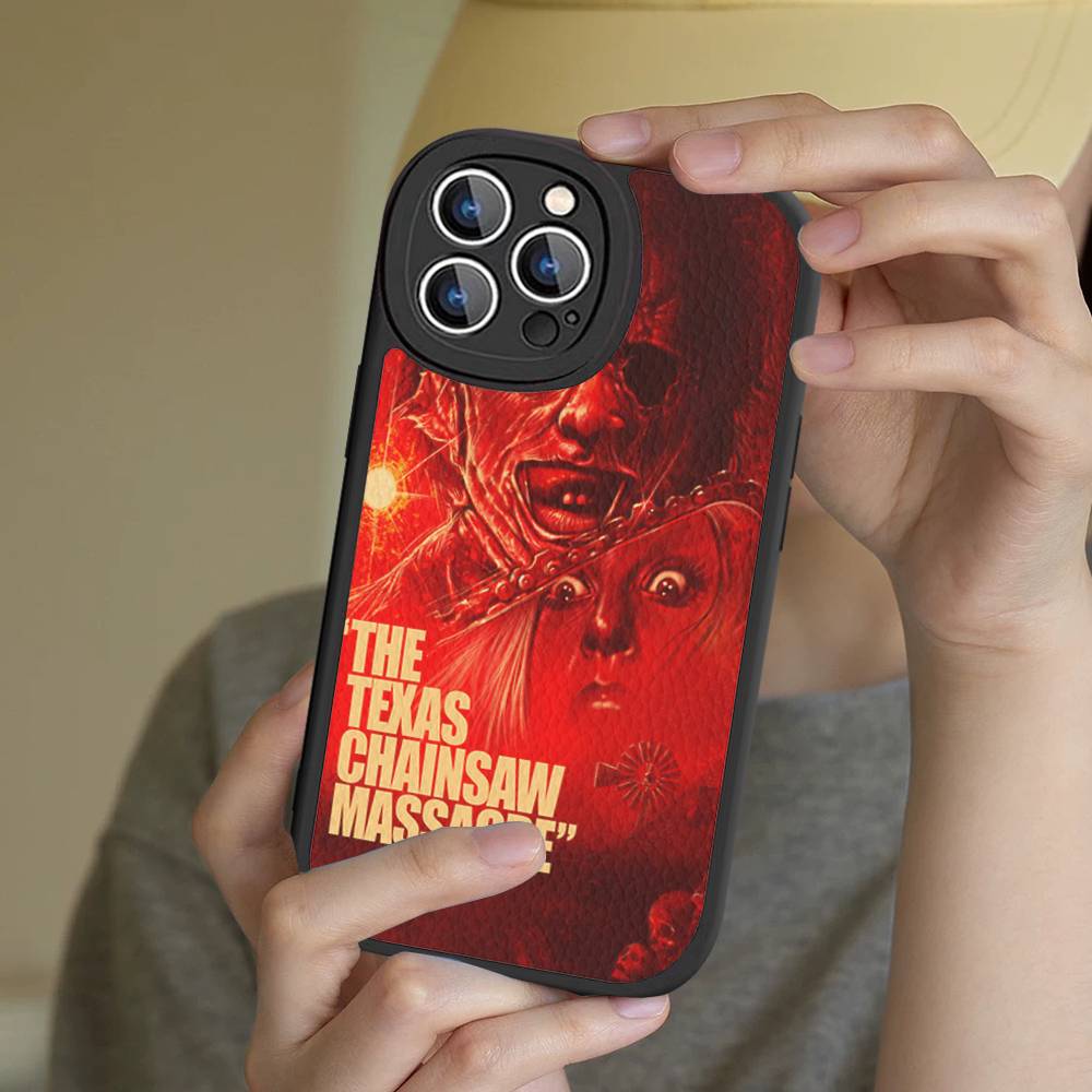 

T-Texas Chainsaw Massacre Movie Phone Case For IPhone 16 15 14 13 12 11 Pro Max Plus 16E Soft Leather Cover iPhone 14