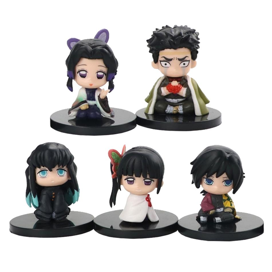 5 Style/Set Q Version Demon Slayer Sitting Ghost Doll Tanjiro Nidouzi Inosuke Zenizu Figure Action Figure Movie Model Toys Doll