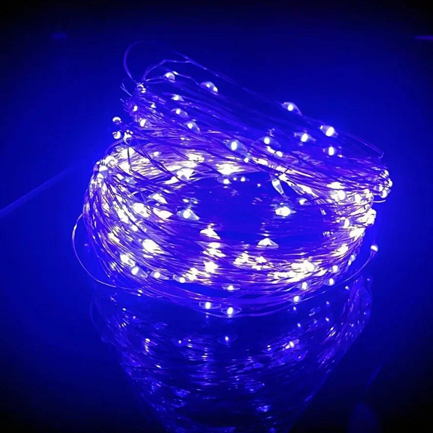 10PCS 10/20M Fairy Lights Měděná stříbrná drátěná krabička na baterie LED řetězová světla pro vánoční ložnici Party Svatební dekorace Dárky