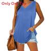 Cotton Sleeveless V Neck Tshirt For Women With Spliced Design Casual Spring
