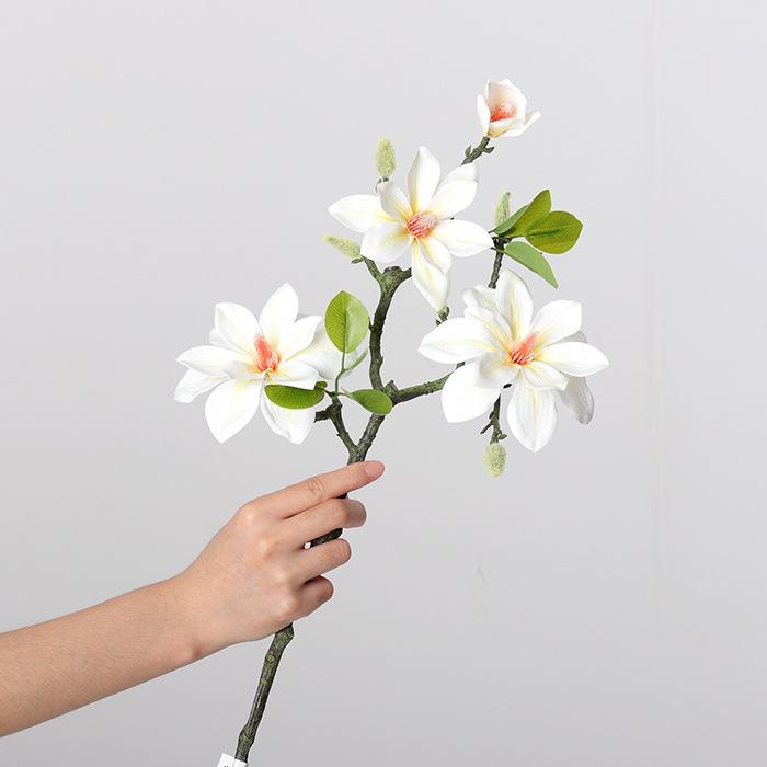 High-End Lifelike Magnolia Artificial Flower Ornaments for Living Room & Dining Table Decor