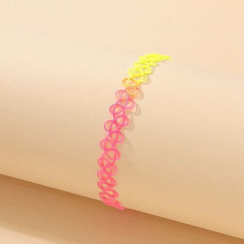 Fashion Colorful Braided Fish Thread Choker Necklace For Women Girls Vintage Elastic Beaded Neck Chain Necklace Jewelry Gifts