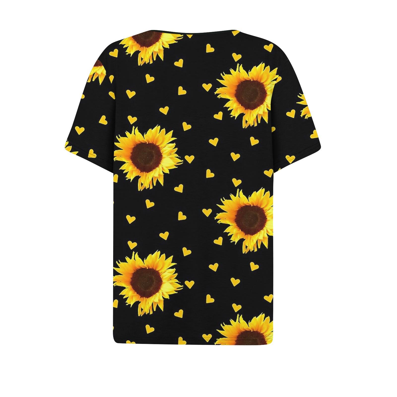 Жен. Футболка Футболка С принтом Пуговицы С короткими рукавами Повседневные Выходные Мода — фото 5