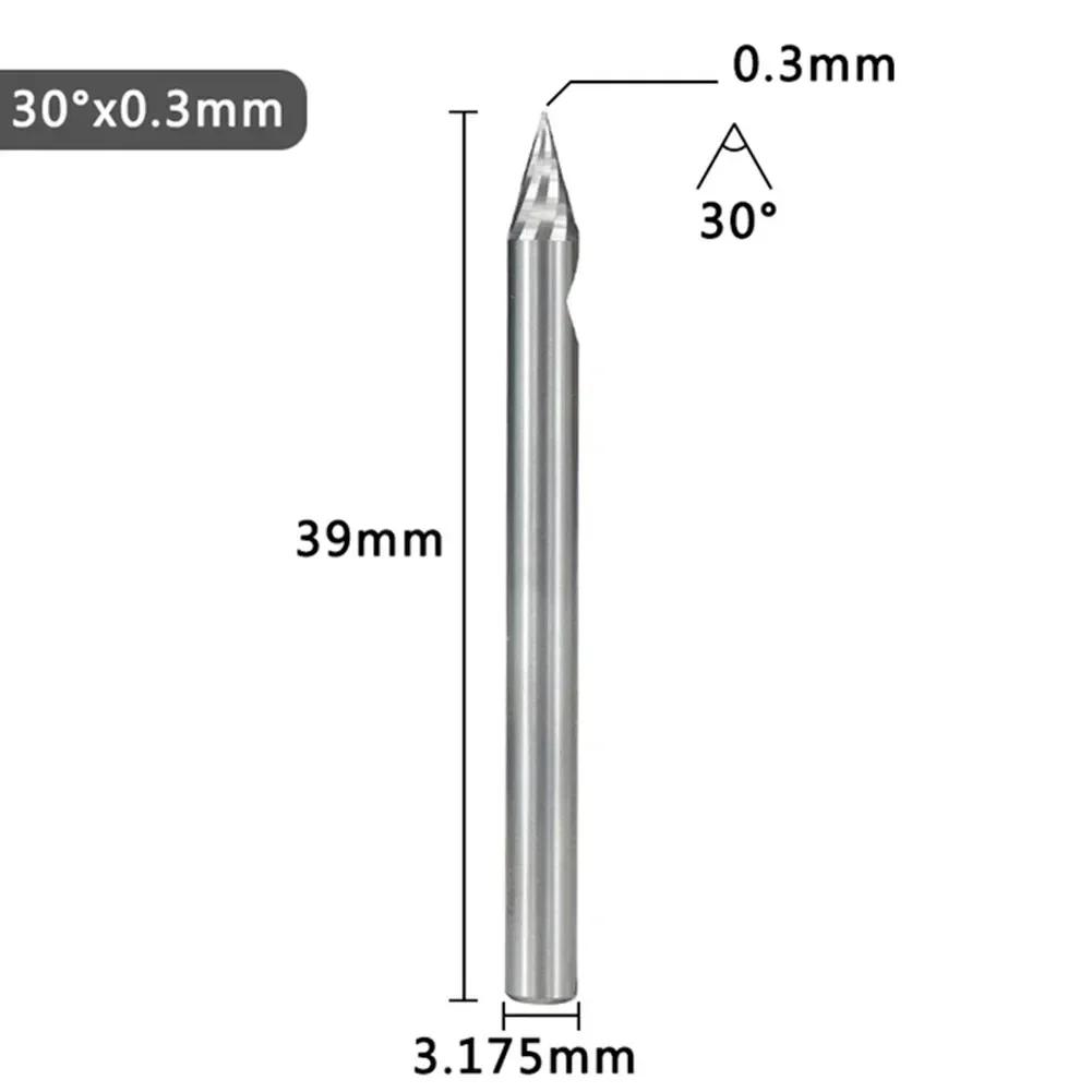 1pc 3.175mm Shank V Shape Tip Carving Cutter 20/30/45/60 Degrees Milling Cutter Carbide Router Bit PCB 3D Engraving Bit