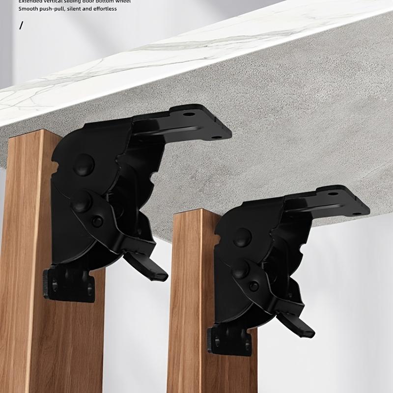 2/4pcs Foldable Bracket Self-Lock Hinge Hardware With Screws Lock Extension Support For Table Leg, Bed Leg, Workbench, Black