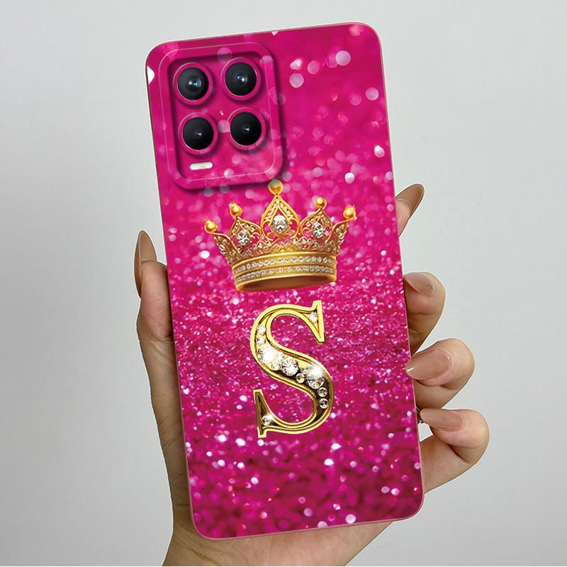 For Realme 8 Pro RMX3085 RMX3081 Fashion Initial Letter Couple Phone Case for Realme8 8Pro 4G Soft Silicone Protective Casing