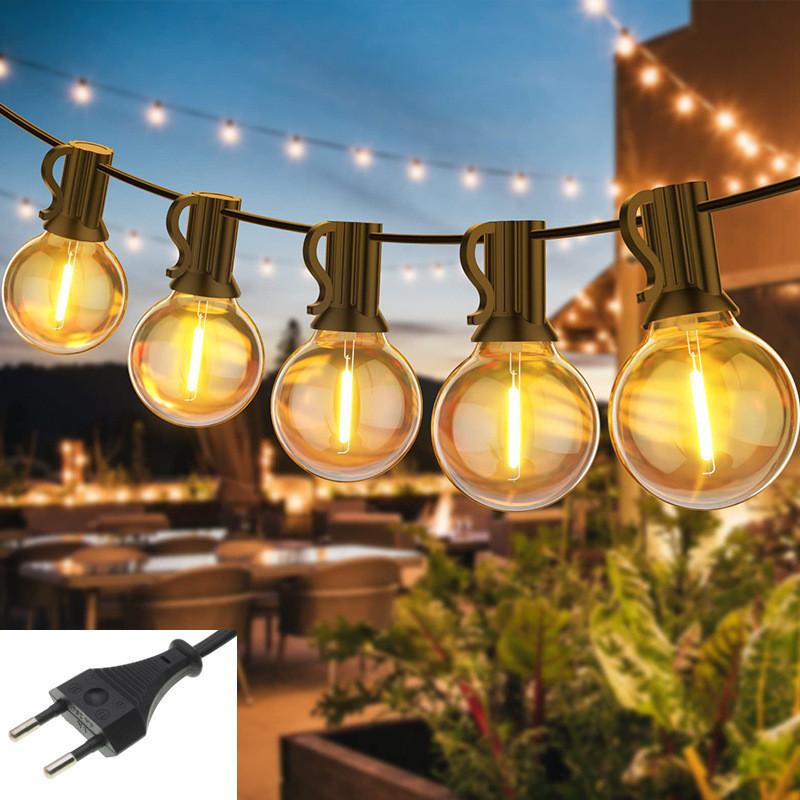 Warm White Led String Lights G40 Outdoor Camping Waterproof Eu Us Plug