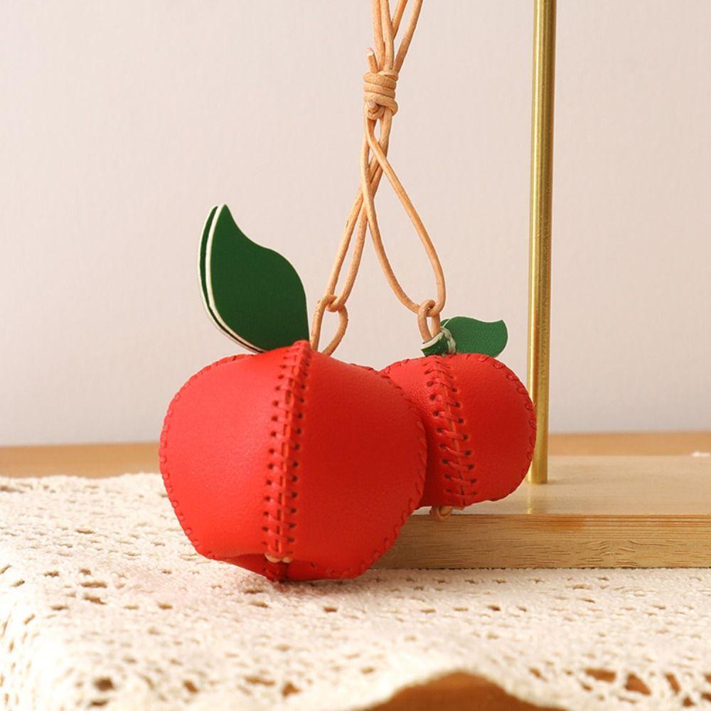 Persimmon Fruit Bag Pendant Pear Leather Keychain Lovely DIY Material Package Keyring Men