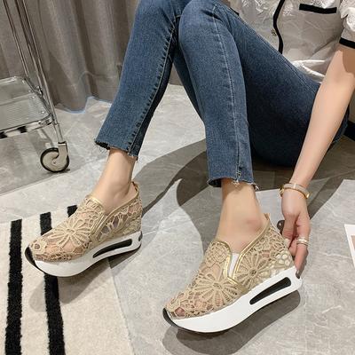 Lace Flats Platform Women Sport Shoes Mesh Breathable Sneakers Summer Casual Sandals Running Beach Rocking Dance Shoes