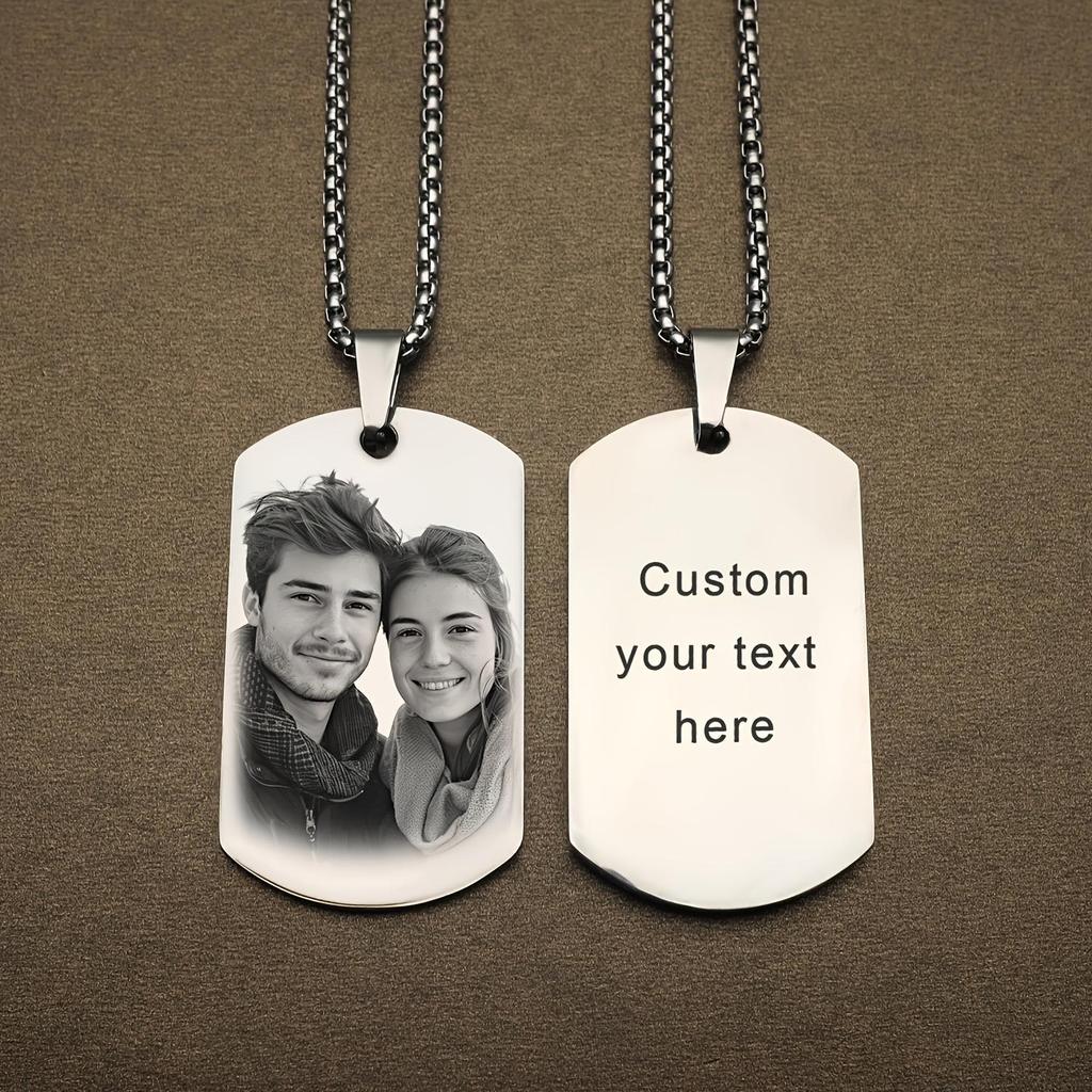 Stainless Steel Black Dog Tag Necklace - Trendy Hip Hop Style for Men & Women, Custom Engravable Titanium Steel Jewelry.