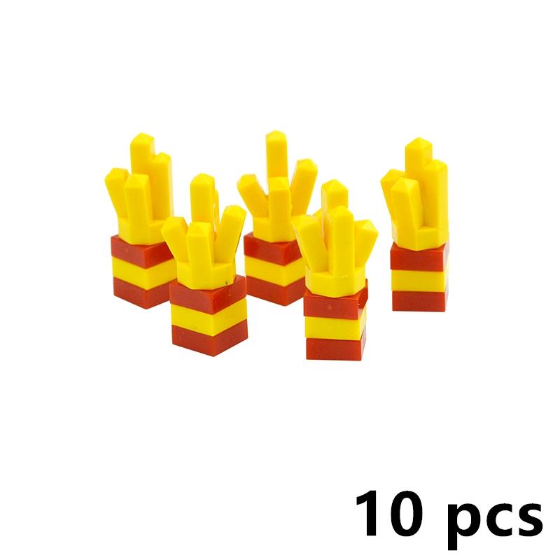 Stadt Lebensmittel Bausteine Küchenzubehör Hamburger Pizza Pommes Kuchen Schokolade Kekse MOC Steine Spielzeugkorb Teile LEDUO