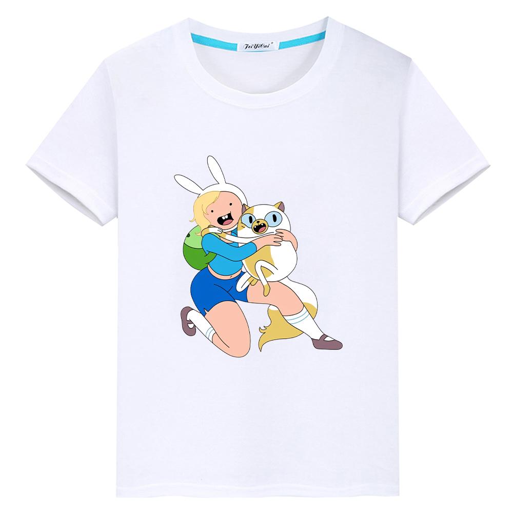 Adventure Time 100%Cotton T Shirt for Kids Boy 10years Pride Tshirt Y2k Anime Short Cute Tops Toddler Girl Clothes Kids Clothes Girls