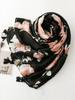 Retro Women Silk Scarf Black Floral Print Bright Silk Wrap Shawls Lady Sunscreen Bandana Hijab Scarve Pareo Headscarf Boho New