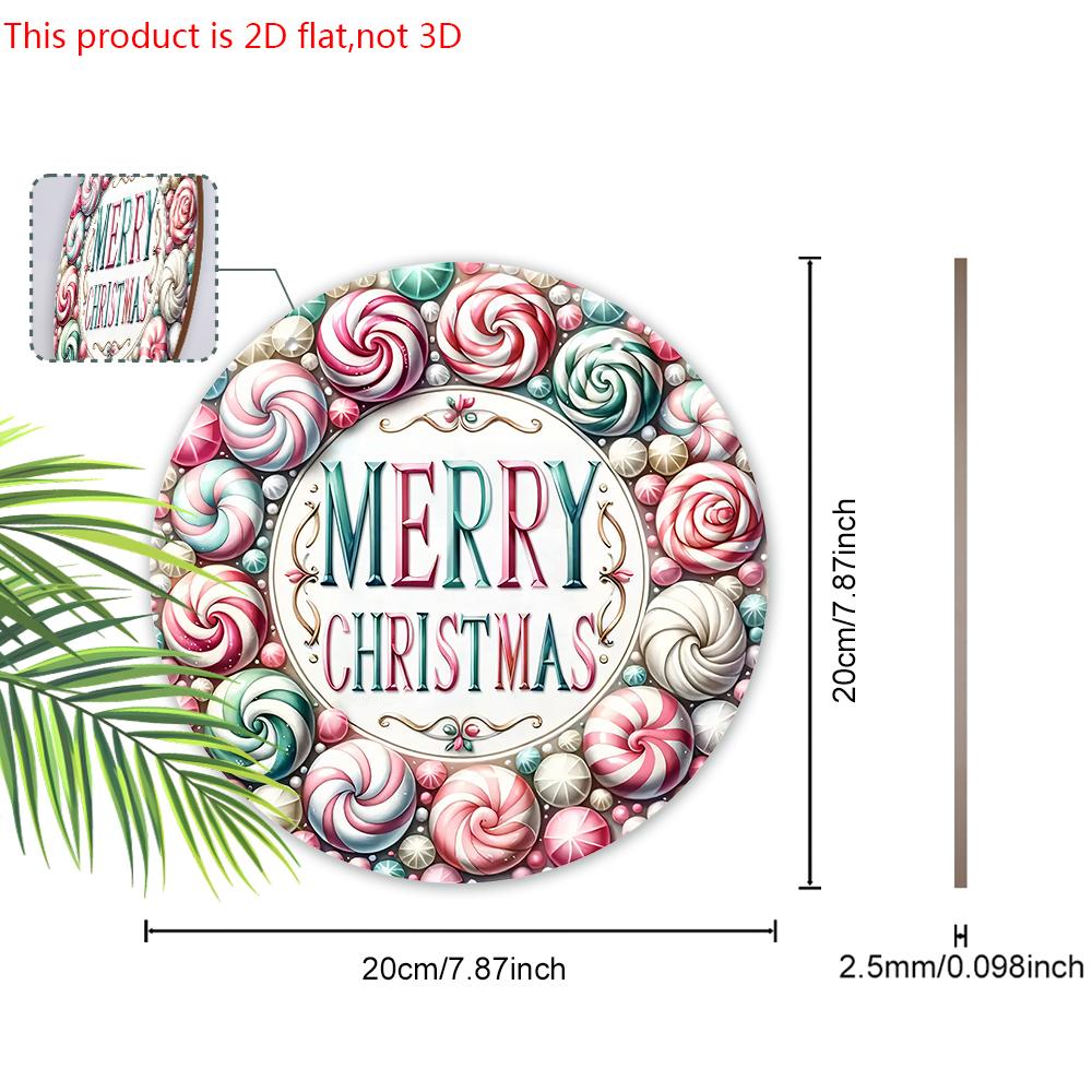 Pink Christmas Wooden Sign - Merry Christmas Round Sign for Front Door, Wall Hanging Decor - Ideal Christmas Ornament