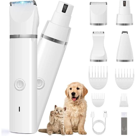 

Dog Clippers Grooming Kit Hair Clipper-Low Noise Paw Trimmer- Rechargeable - Cordless Quiet Nail Grinder Shaver for Cats and Other Pets белый