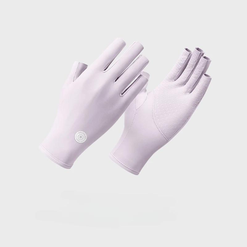 Trendy Ice Silk Sunscreen Gloves Outdoor Use Silicone Anti Slip Half Finger Touch Screen Riding Glove Lightweight Breathable Biking