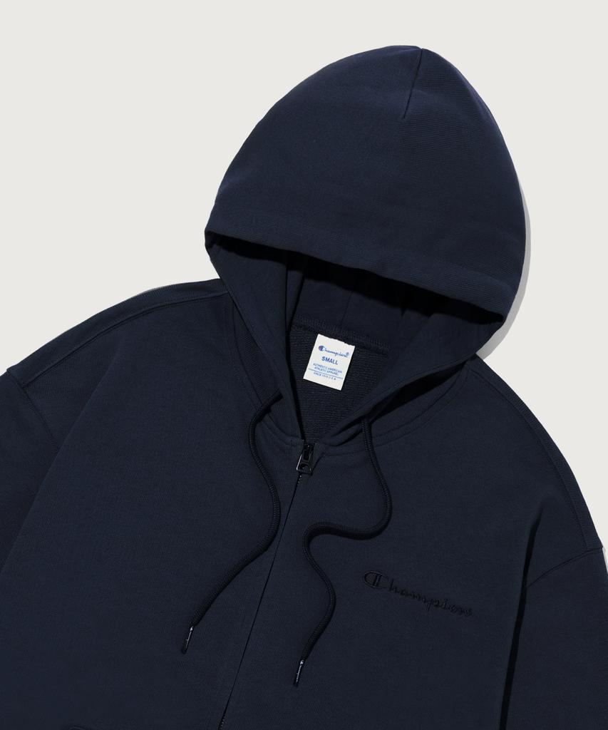 Champion Small Logo Loose Fit Zip-Up Hoodie Navy
