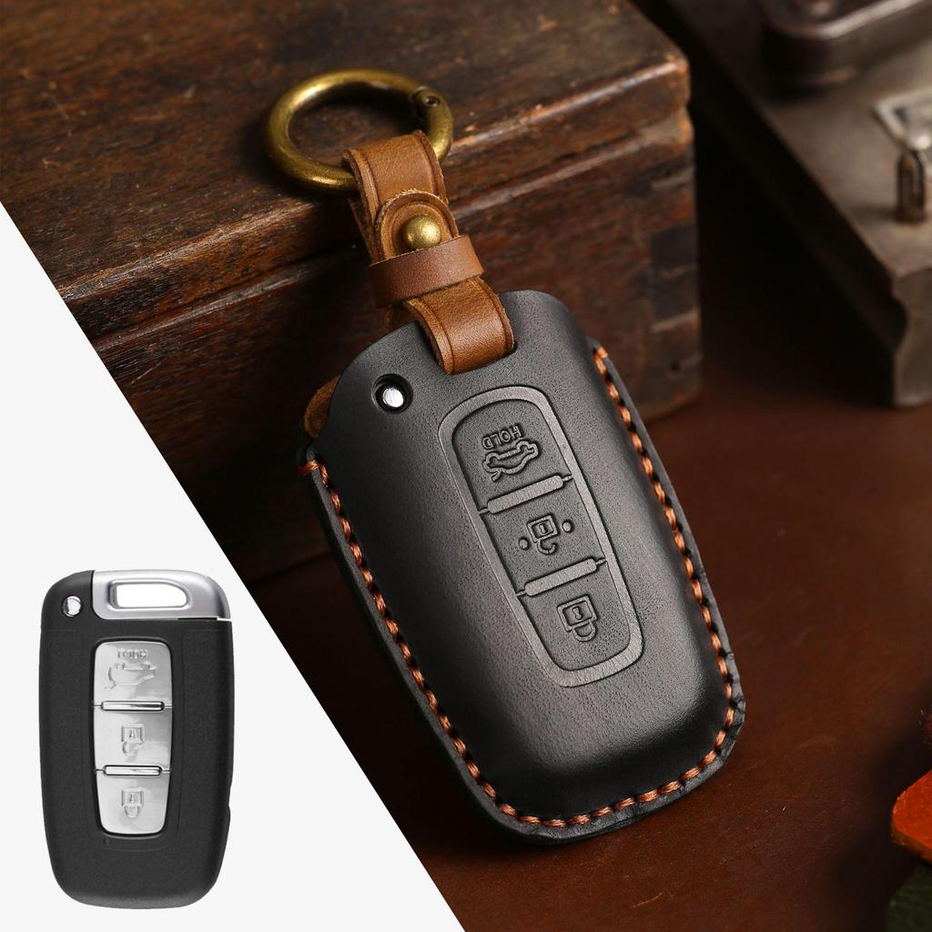 Genuine Leather Handmade Key Cover for Kia - Crazy Horse Design