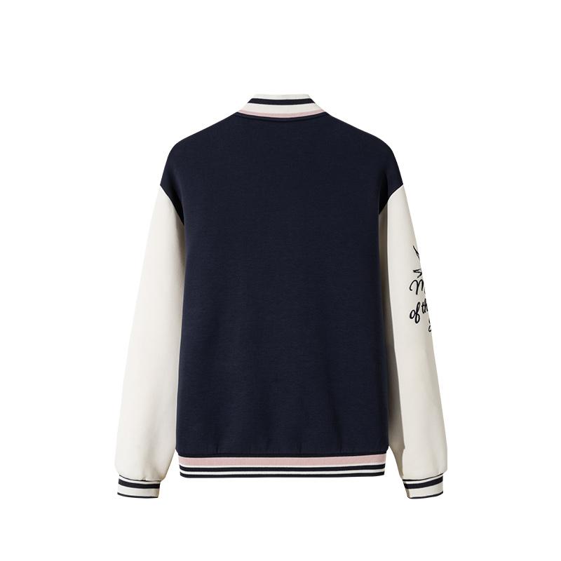 Anta Lifestyle Series Color Block Letter Single-Breasted Comfortable Breathable Loose Baseball Jacket Women Jacket Blue 162518701S-1