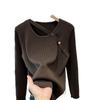 Knitted Bottoming Shirt Women's Autumn New Design Top Loose Inside with Large Size Long-sleeved Sweater