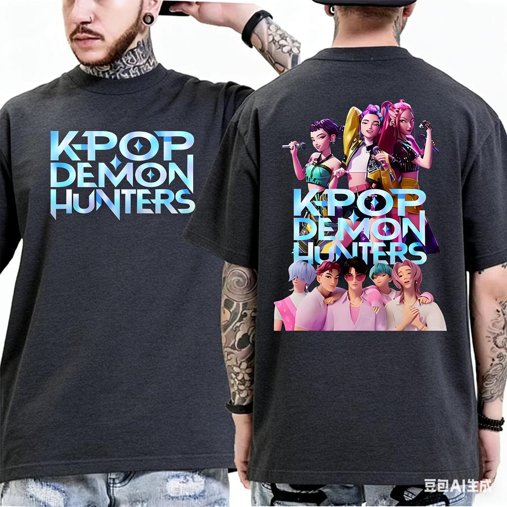 SAjA BoysK Pop Demon Hunters Officially Authorizes Netflix Animated Movie 2026 Summer Men Women Luxury Cotton Oversized Tshirt