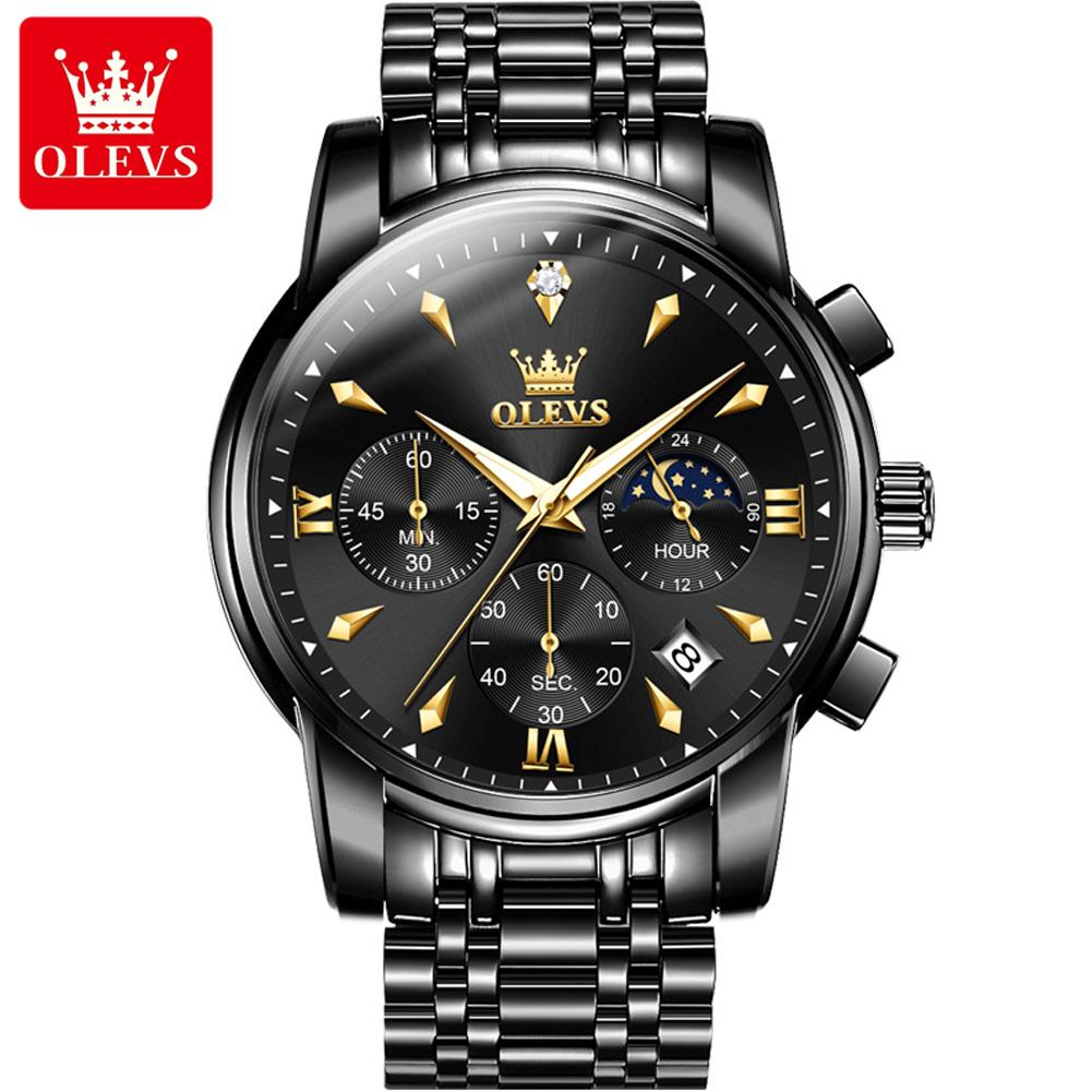 OLEVS 3639 Design Brand Sport Fashion Chronography Moon Phase Luminous Men Watch Luxury Quartz Watch