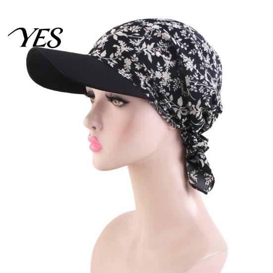 Sun Hat Headscarf Hat, Cashew Flower Print Ethnic Style Turban Cap, Elastic Fabric Protection for Cycling Sports Chemotherapy Cap
