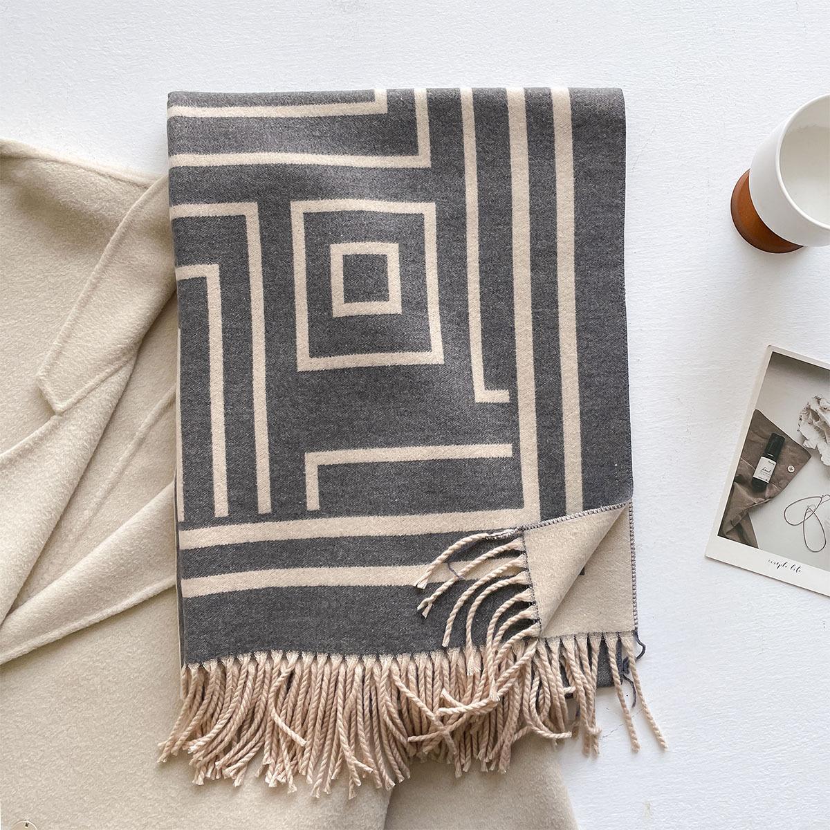 

Neck Warmer Scarf For Women Winter Thickened Tassel Pashmina Shawl Faux Cashmere Warps Autumn Elegant Ladies Blanket