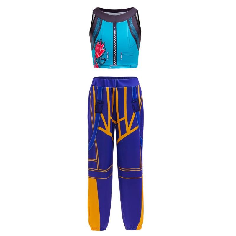Kinderen Meisjes Kostuum Sets Kinderen Tops+Rok Broek 2 Delige Outfits Kinderen K-Pop Mode Nieuw Verjaardagsfeest Podiumoptreden Pak 5T (120 size) blauw