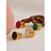Yhpup Inel Lat din Oțel Inoxidabil Placat PVD cu Piatră Culoare Aurie Accesorii Bijuterii Modă Trendy de Vară Bijoux