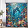 Ocean Animal Shower Curtain Blue Whale Dolphin Seahorse Marine Life Nature Bathroom Decor Sea Poltester Bath Curtain With Hooks