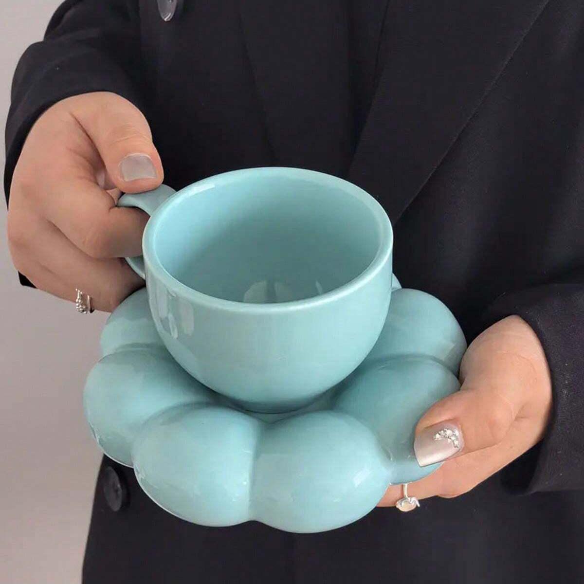 

Керамическая кружка Милая тучка Декоративная тарелка Набор кофейных чашек Креативная керамическая чашка Подарок Современная гостиная Домашнее украшение небесно-голубой