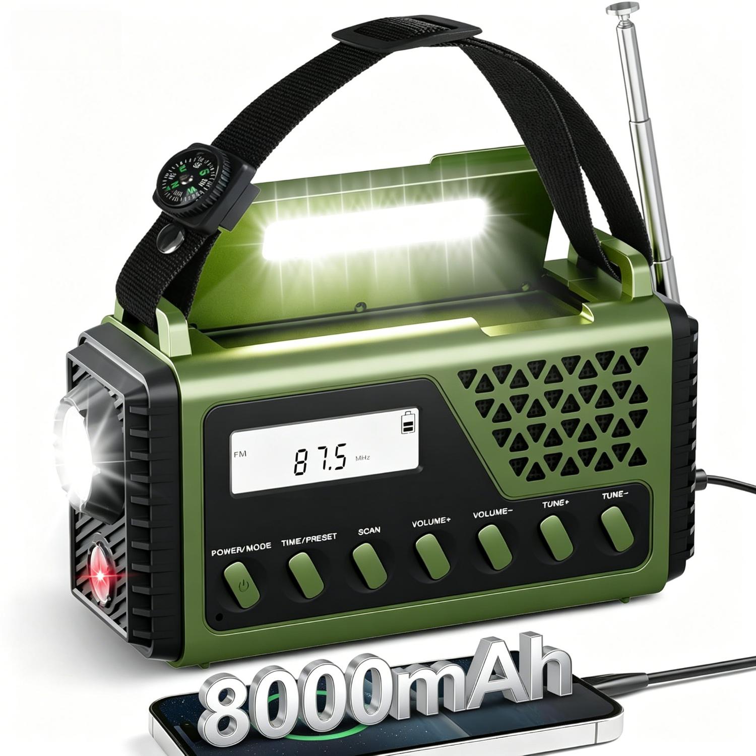 Solar Crank Radio with Bluetooth, AM/FM/SW