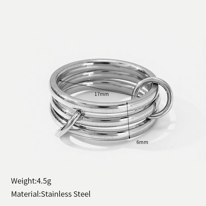 European and American style stainless steel hot-selling women's rings geometric stacking design high-end ring niche jewelry women