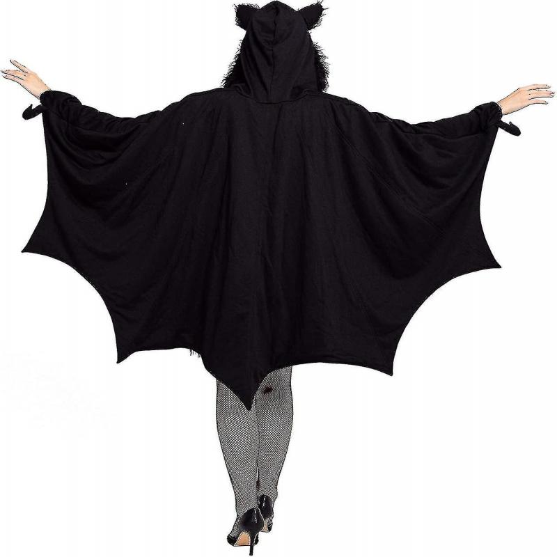 Halloween Costume Ladies Bat Cozy Black Animal Adult Cosplay Vampire Zip Dress