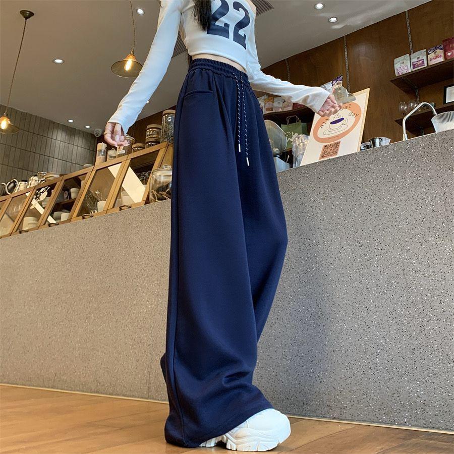 Fashion Casual Pants Women's Clothing Spring and Autumn New High-waisted Straight Loose Wide-leg Long Pants