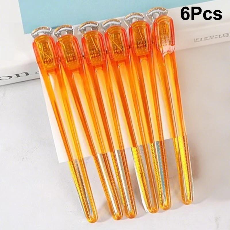 

6Pcs Plastic Edge Clip Hairpin Accessories Colorful Duck Beak Clip Crystal Clip Long Hairpin Hair Styling Tools Barber Shop оранжевый