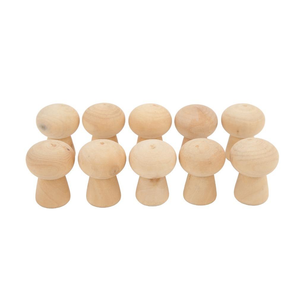 10pcs Unfinished Wooden Wooden Peg Dolls Wooden Mushroom Figurines DIY Arts Crafts Projects