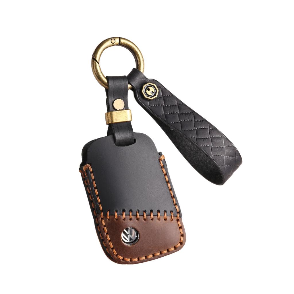 Genuine Leather Cowhide Key Cover for Volkswagen - Fits Lavida & Bora Models