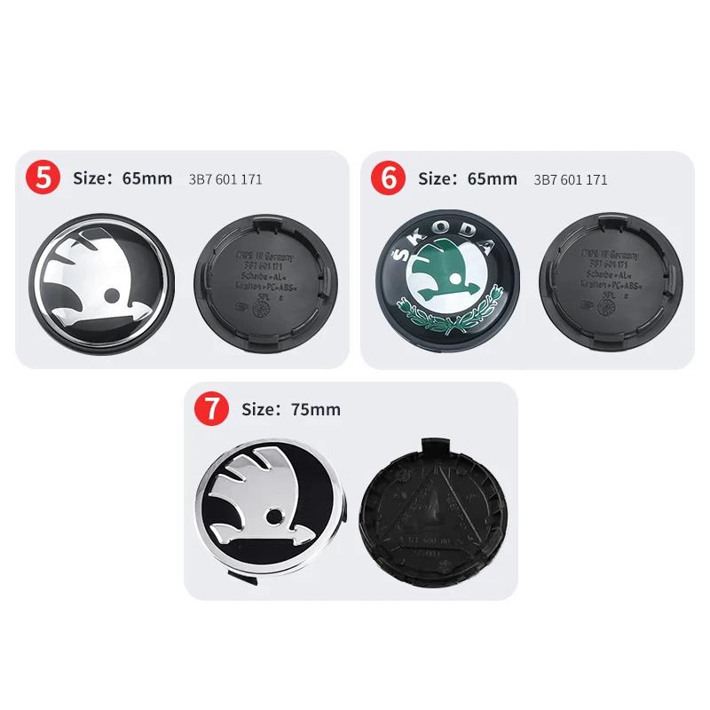 2025 Nové 4ks 56mm 65mm 75mm 5JA601151A 1J0601171 3B7601171 Krytky kolového disku Středové krytky nábojů kol Znak Logo Znak Pro Skoda Octa
